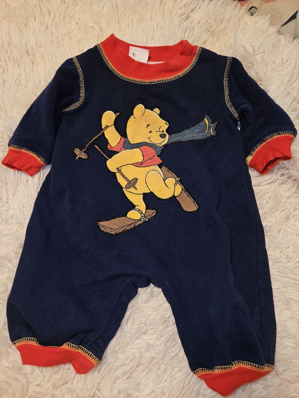 Navy and Red Winnie the Pooh Ski One-Piece Bodysuit for Kids